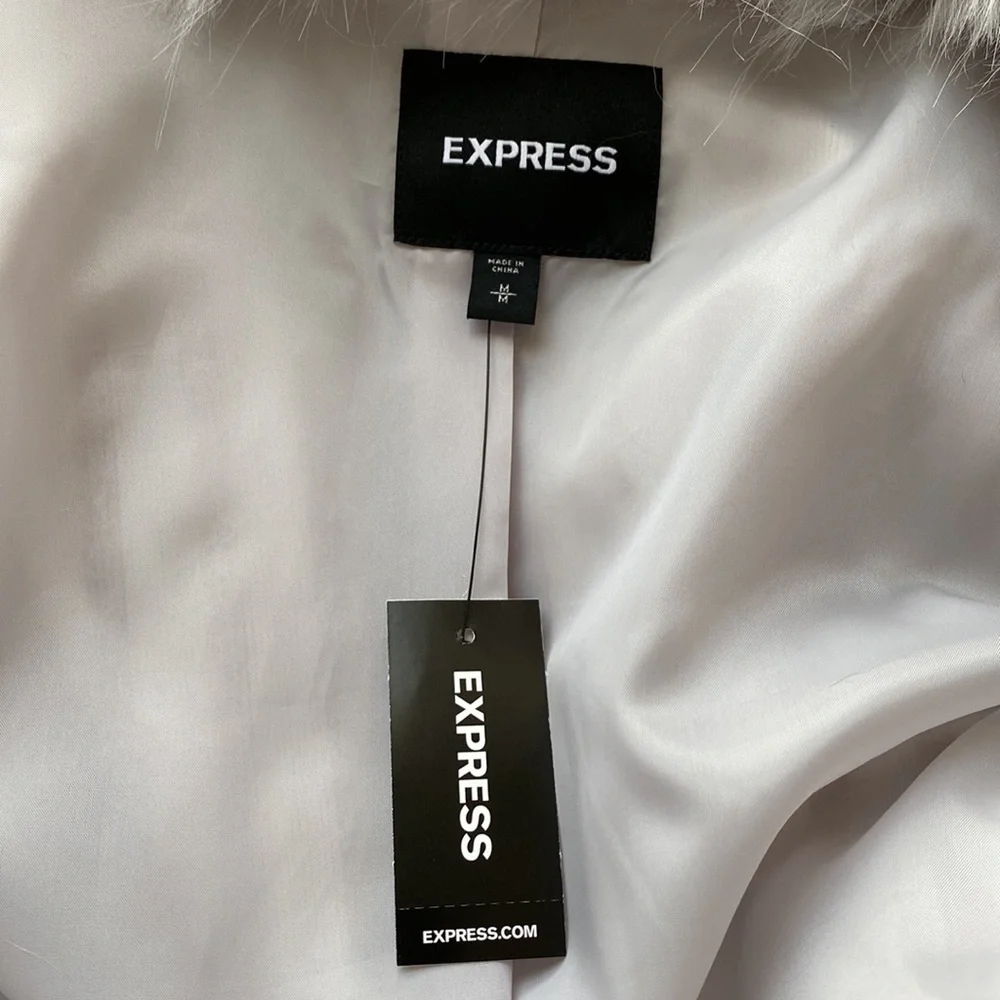 NWT | Express Faux Fur Silver | Lilac Coat - Picture 10 of 13